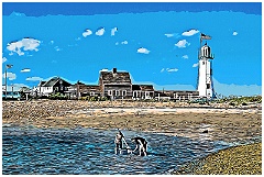 Beach Behind Scituate Lighthouse - Digital Painting